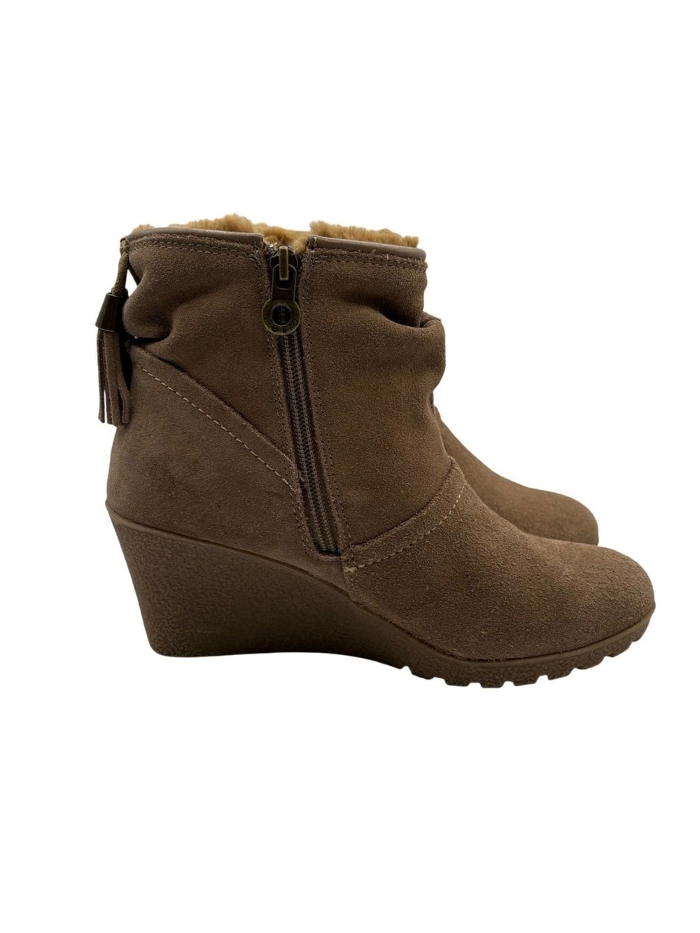 NIB Sporto Wind, Size 8W in New Tan Suede, Waterproof Wedge Ankle Booties Comfy
